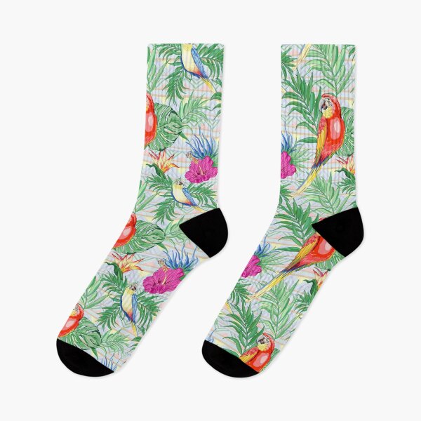 Item preview, Macaws Parrots Exotic Birds on Tropical Flowers and Leaves designed and sold by BluedarkArt.