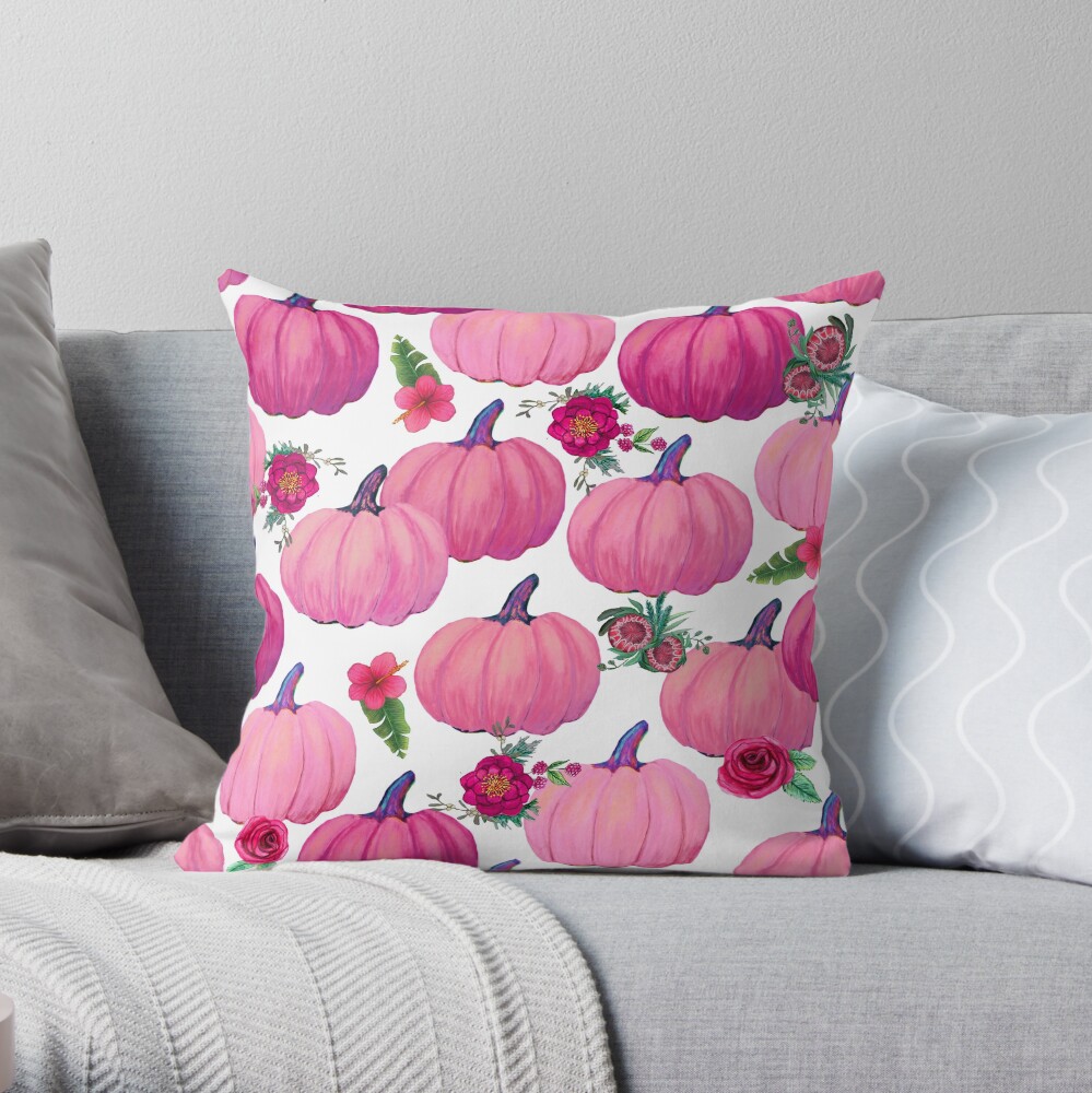 Pink Pumpkin, Fall Delight Throw Pillow