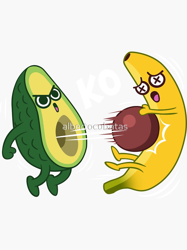 Avocado Vs Banana Sticker By Albertocubatas Redbubble