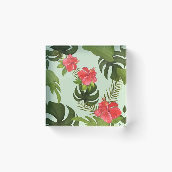 Item preview, Tropical Pink Hawaiian Flowers Jungle Leaf Print  designed and sold by newburyboutique.