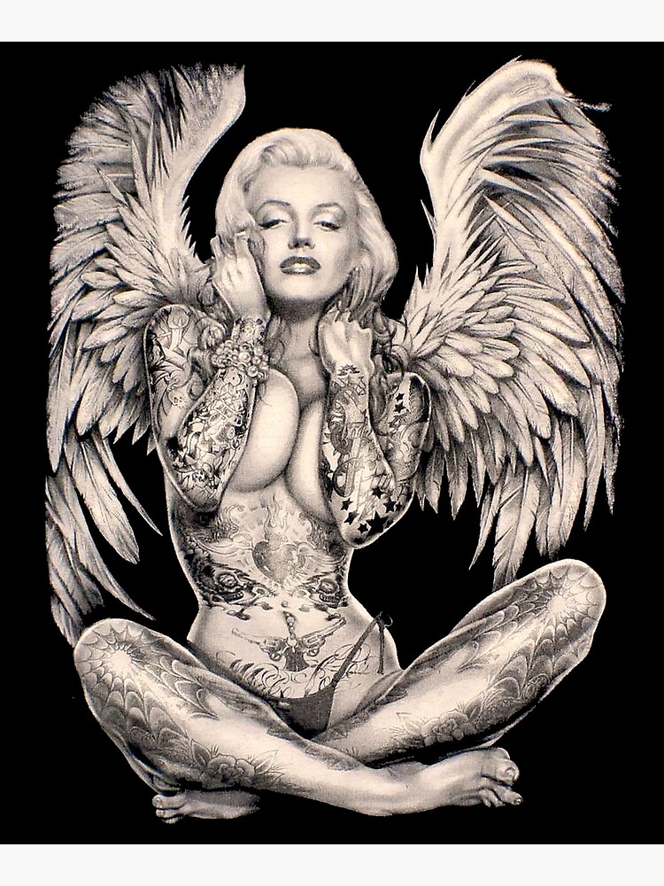 MARILYN : Vintage Abstract Tattooed Angel Print by posterbobs