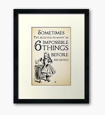 Alice in Wonderland Quote - Six Impossible Things - Lewis Carroll - 0111 Framed Print