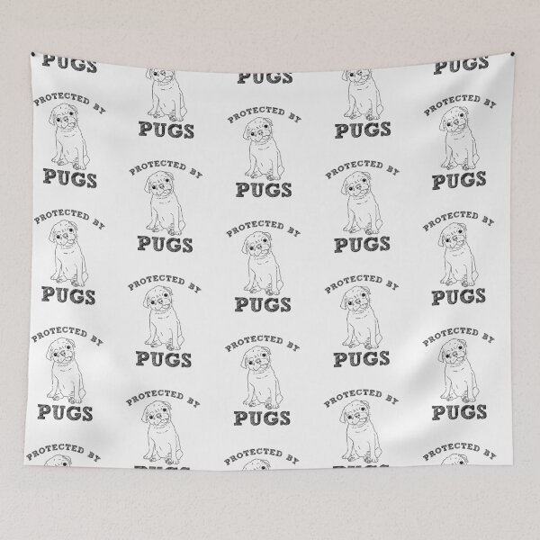 Item preview, Funny Pug, Protected By Pugs, Pug Drawing, Cute Pug, Pug Gift, Pug Mom designed and sold by Furkid Studio.