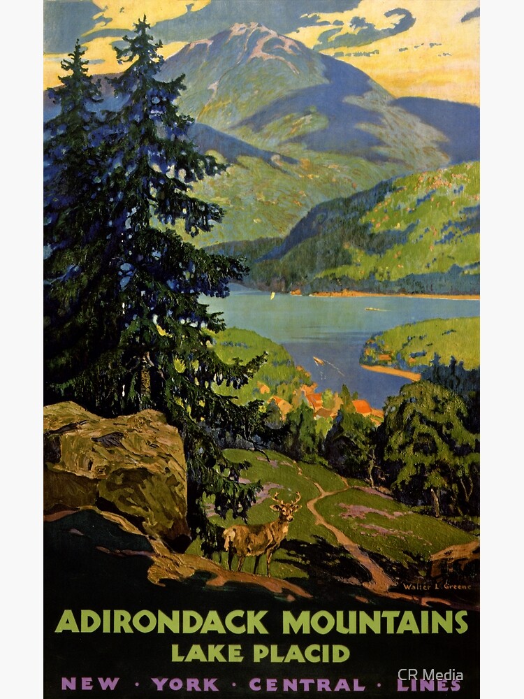 Adirondack Mountains Lake Placid New York U.S Travel Advertisement Poster 