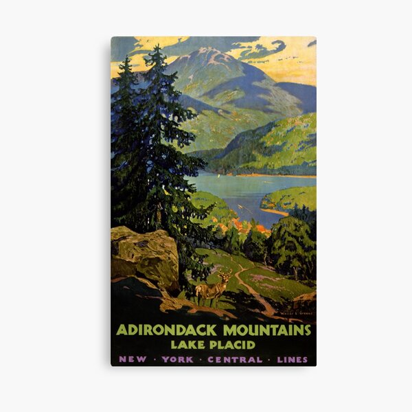 Adirondack Mountains Lake Placid Vintage Poster Restored Canvas Print