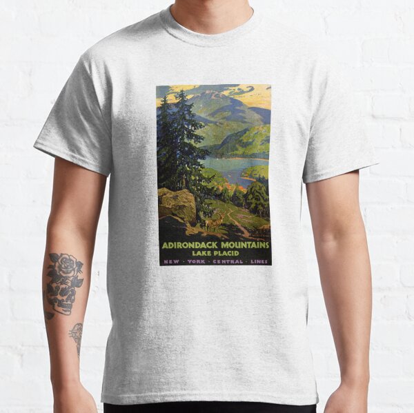 Adirondack Mountains Lake Placid Vintage Poster Restored Classic T-Shirt