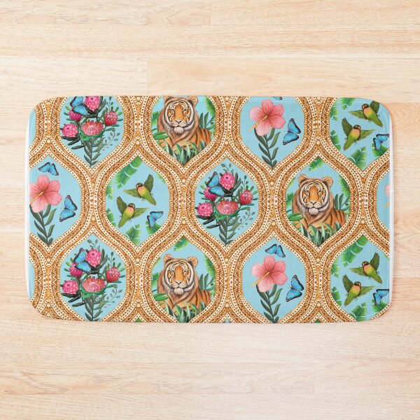 Item preview, Tiger Jungle Tropical Flowers and palms with tiger hiding designed and sold by MagentaRose.