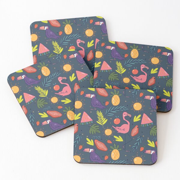Item preview, Tropical Fruit Flamingo and Toucan Pattern designed and sold by misnamedplants.