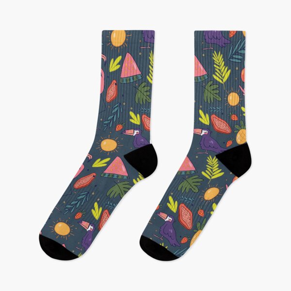 Item preview, Tropical Fruit Flamingo and Toucan Pattern designed and sold by misnamedplants.