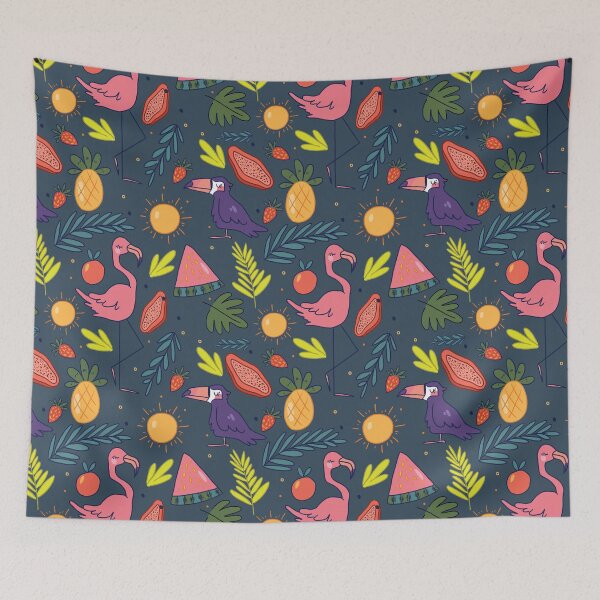 Item preview, Tropical Fruit Flamingo and Toucan Pattern designed and sold by misnamedplants.