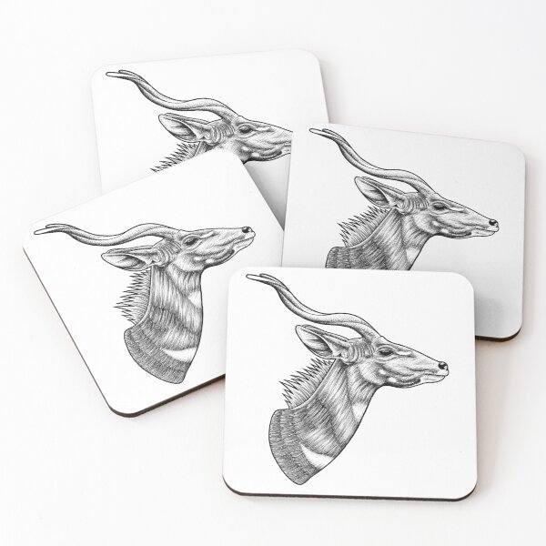 Item preview, Lesser kudu - ink illustration designed and sold by LorenDowding.