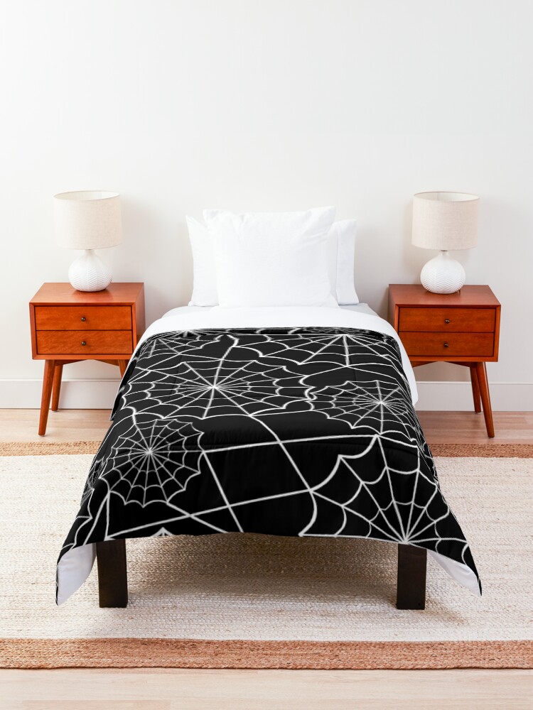 Alternate view of halloween spider web Comforter