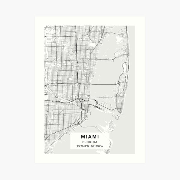 Miami FL Map Art Print