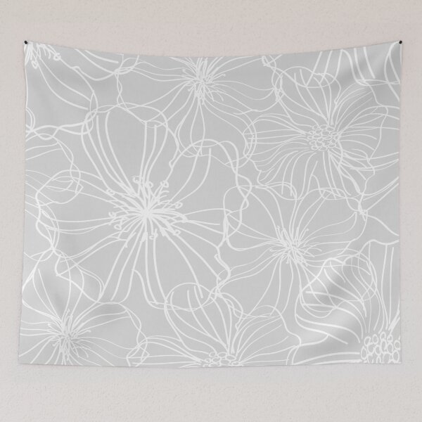 Item preview, Flower Drawing, Gray and White designed and sold by meggydesigns.