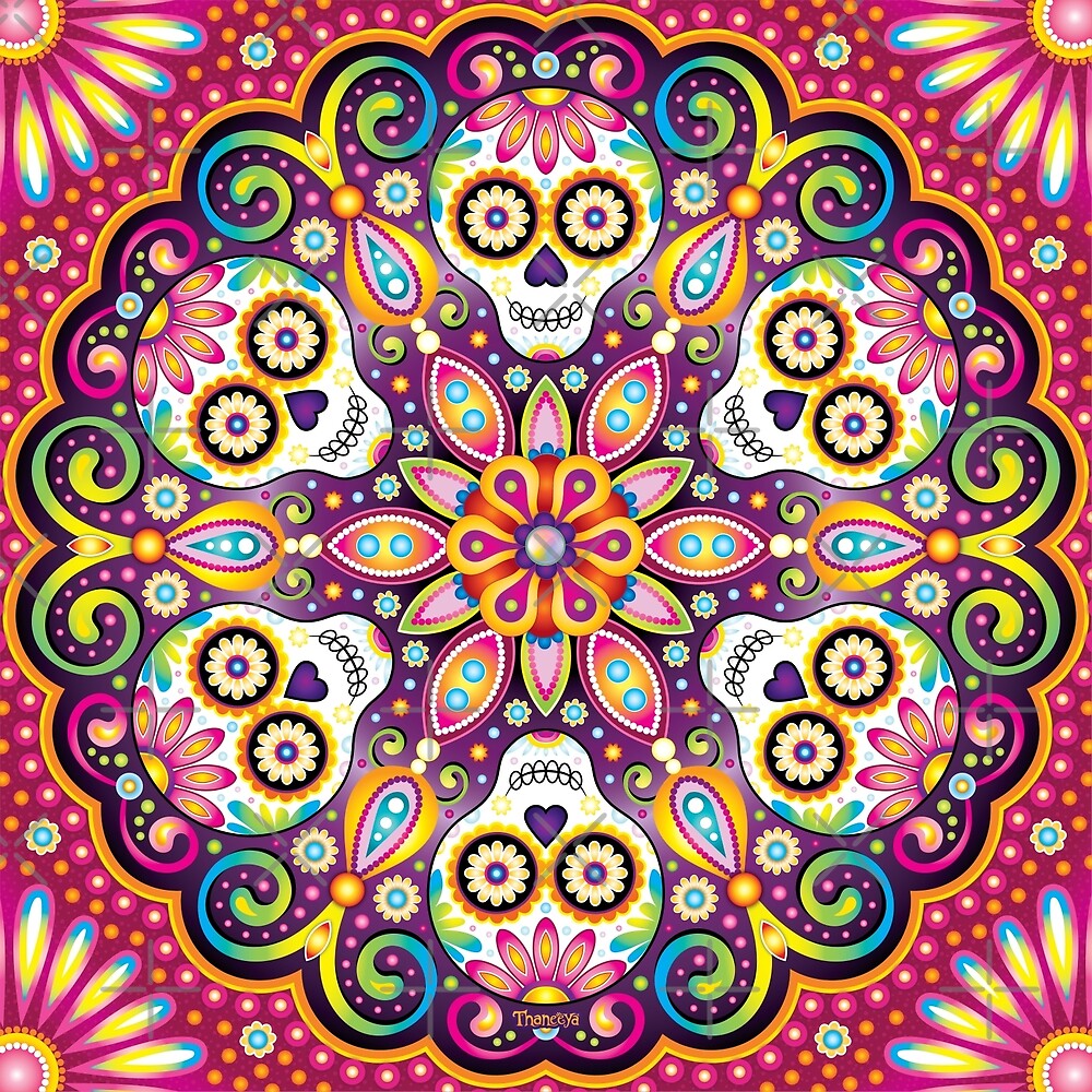 "Sugar Skull Mandala - Day of the Dead Mandala Art by Thaneeya McArdle ...