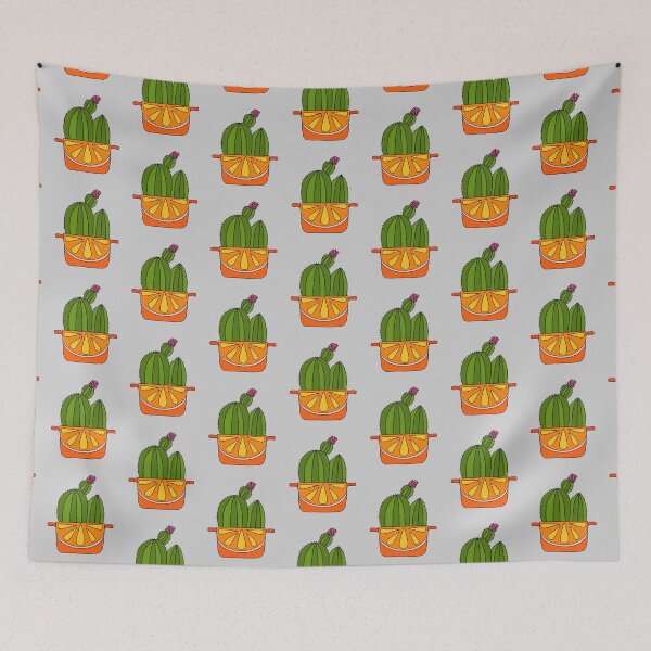Item preview, Cute Cactus Design #49: Orange Pot Flowering Cactus designed and sold by DreamCactus.