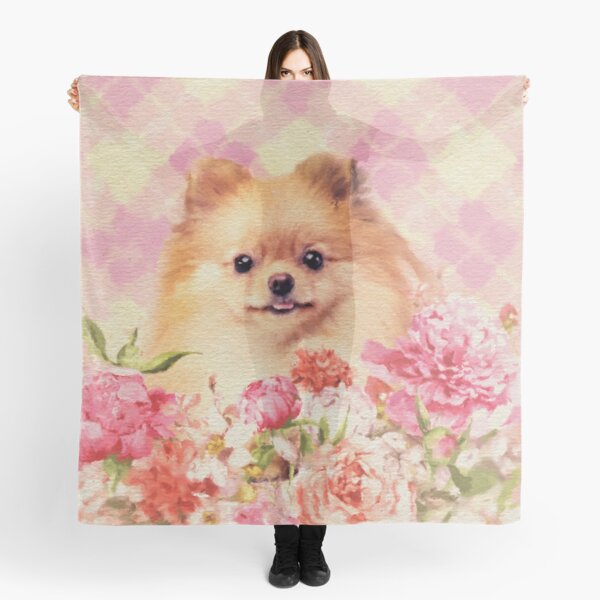 Item preview, Cute Pomeranian German Spitz with Flowers designed and sold by k9printart.