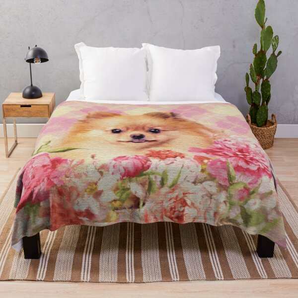 Item preview, Cute Pomeranian German Spitz with Flowers designed and sold by k9printart.