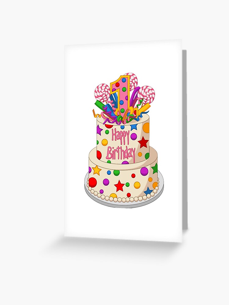 Tarjetas de felicitación «1 año pastel de cumpleaños feliz cumpleaños» de  Trenddesigns24 | Redbubble