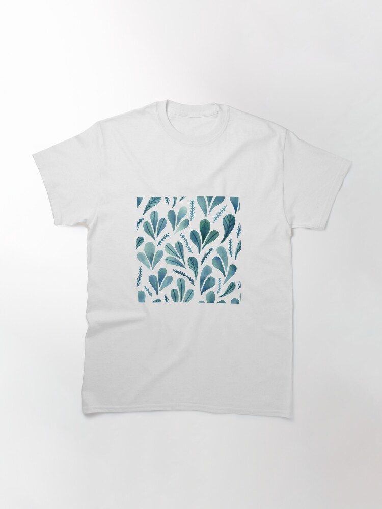 Thumbnail 3 of 7, Classic T-Shirt, Flora and Fauna Watercolour Leafs designed and sold by tinytenacious.