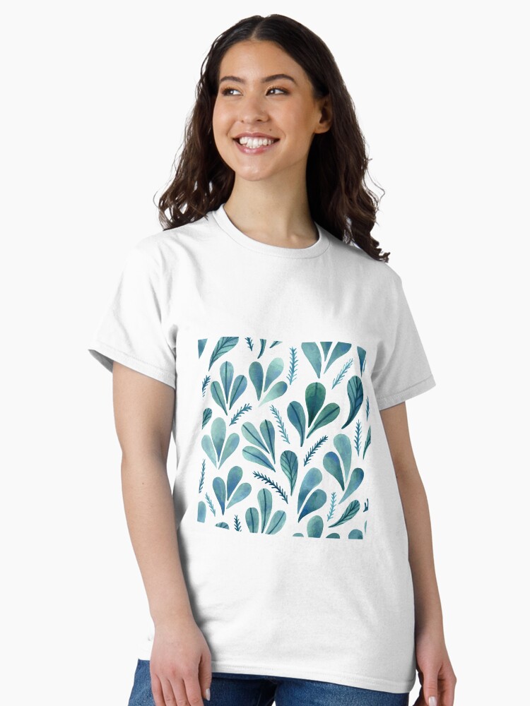 Thumbnail 2 of 7, Classic T-Shirt, Flora and Fauna Watercolour Leafs designed and sold by tinytenacious.