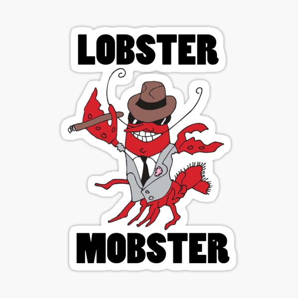 "Mobster Lobster Funny Cartoon Gangster USA Porkpie Hat Sunglasses" Sticker for Sale by