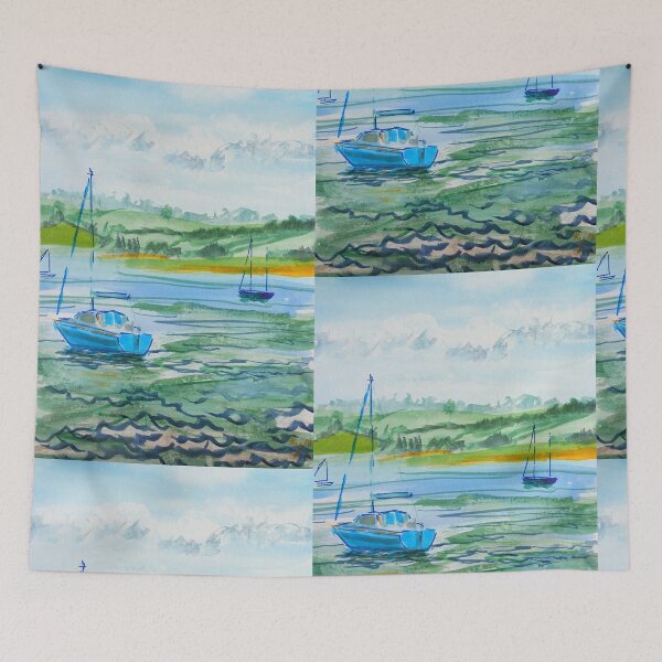 Item preview, Sail boats on the River Exe at Topsham watercolor painting designed and sold by MikeJory.