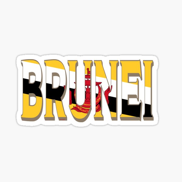 Brunei Font with Bruneian Flag Sticker