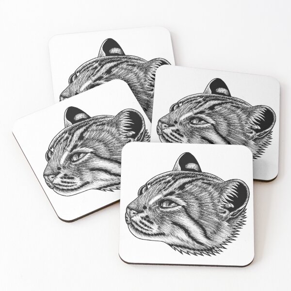 Item preview, Rusty spotted cat - ink illustration designed and sold by LorenDowding.