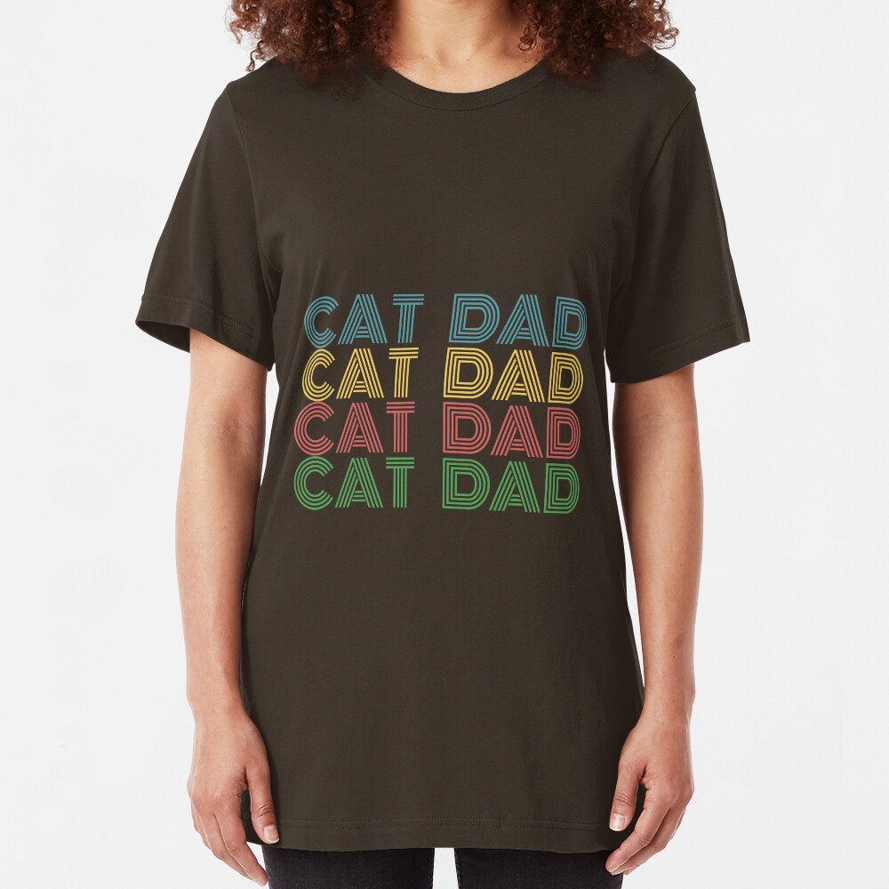 Cat Dad Retro Design Slim Fit T-Shirt