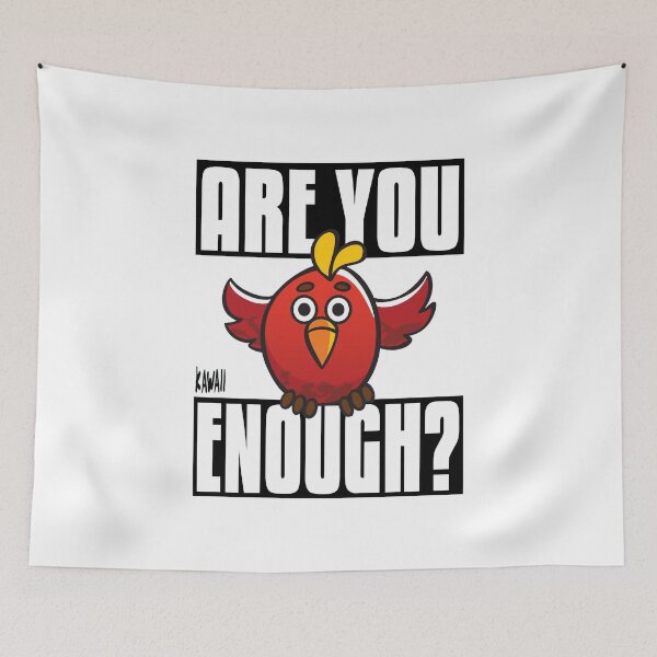 Item preview, Are You Bird Enough? Kawaii Lovable Cute Adorable Cartoon Red Bird designed and sold by ProjectX23.