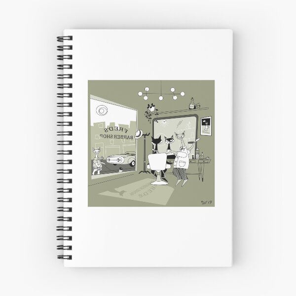 Item preview, Barber Shop Mid Century Modern Atomic Cats designed and sold by AtomicOffice.