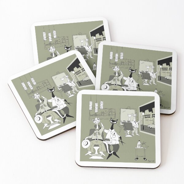 Item preview, Barber Shop 2 Mid Century Modern Atomic Cats designed and sold by AtomicOffice.