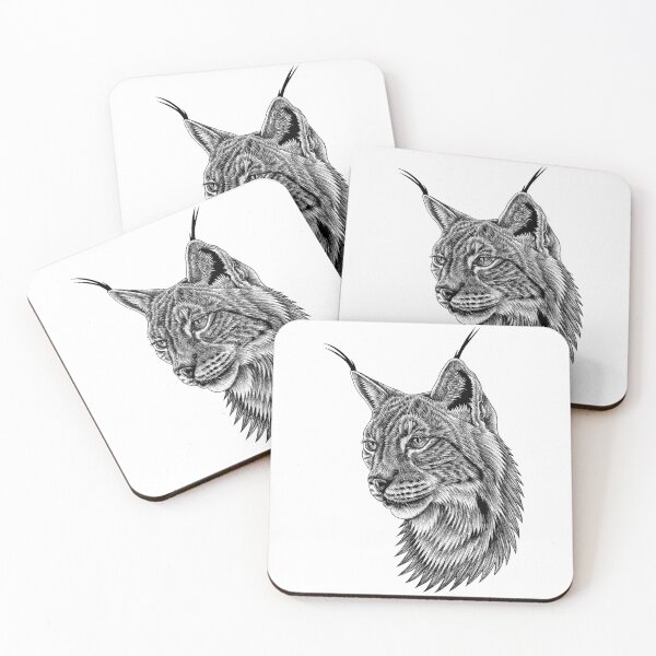 Item preview, Eurasian lynx - big cat - ink illustration designed and sold by LorenDowding.