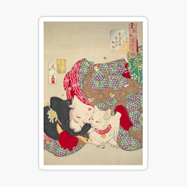 Item preview, Teasing the Cat by Tsukioka Yoshitoshi,1888   designed and sold by Vintage Wall Art.
