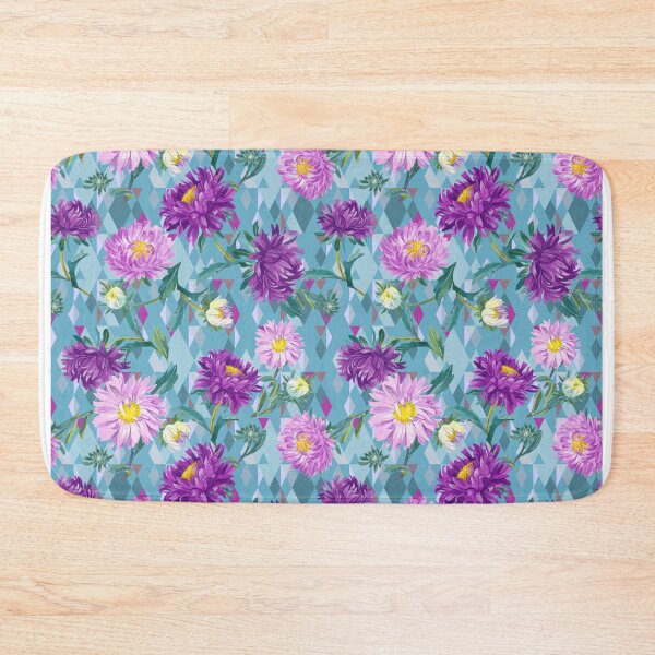 Item preview, Asters on green-blue Argyle background designed and sold by Irina Ivanova.