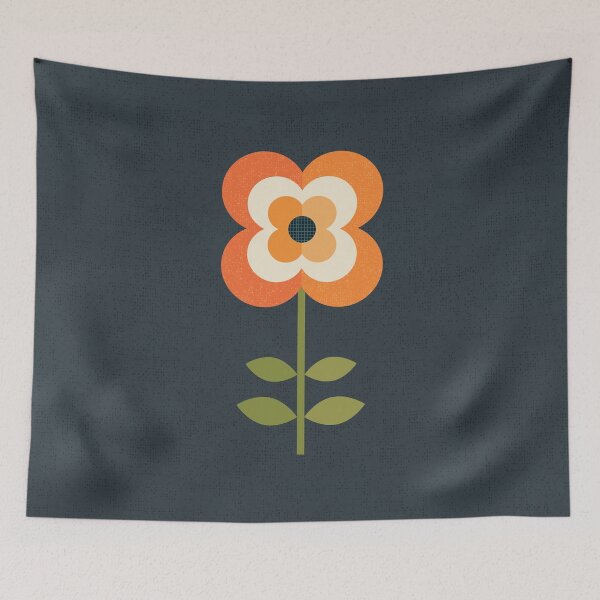 Item preview, Retro Flower - Orange and Charcoal designed and sold by Daisy Beatrice.