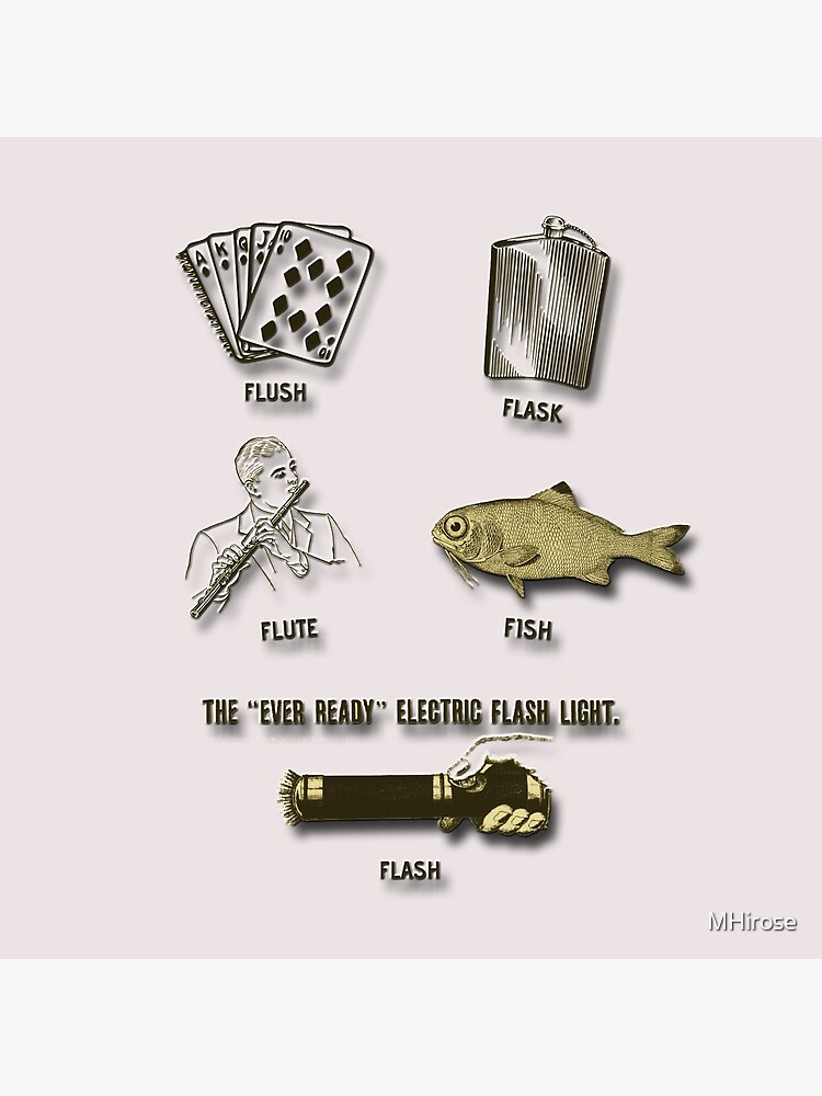 Flush, Flask, Flute, Fish, Flash Fun In Gold Tones by MHirose