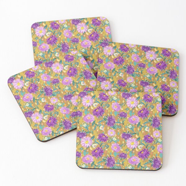 Item preview, Asters on gold Argyle background designed and sold by Irina Ivanova.