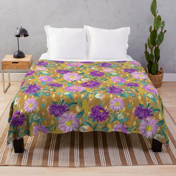 Item preview, Asters on gold Argyle background designed and sold by Irina Ivanova.