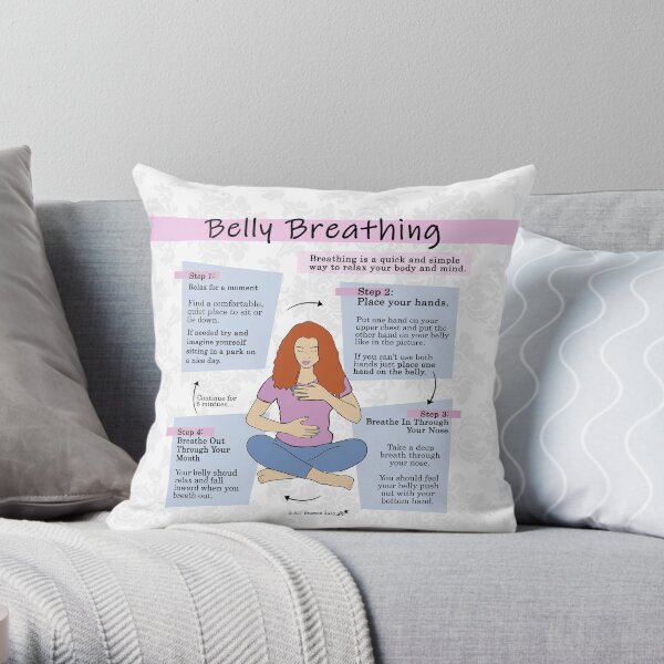 Belly Breathing - Self Care Throw Pillow