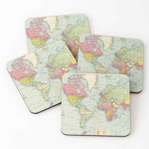 Item preview,  Vintage Historical World Map, Rainbow World Map, Red Green Yellow Blue Map, Bohemian Map designed and sold by easteuromaps.