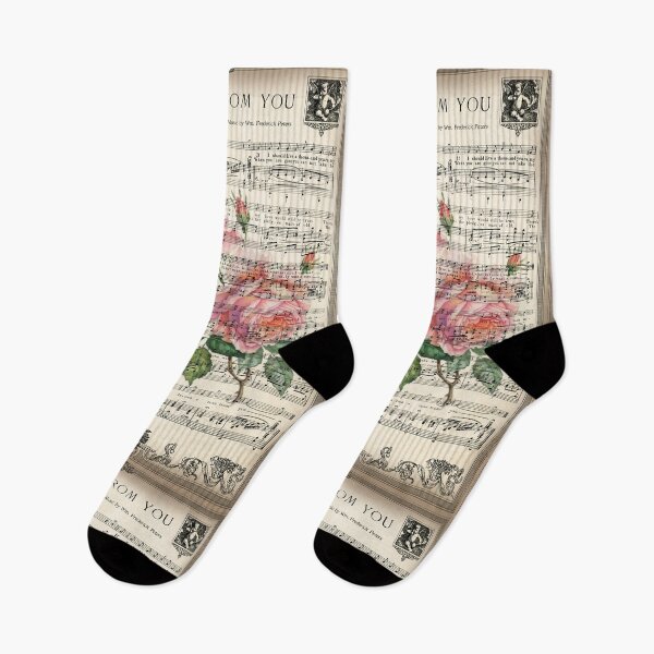 Artikelvorschau, Botanischer Druck auf Vintage-Notenblatt - Eine Rose von Ihnen Musik entworfen und verkauft von Art by Lilia.