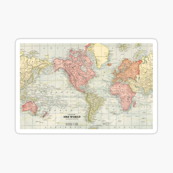 vintage atlas world map sticker for sale by easteuromaps redbubble