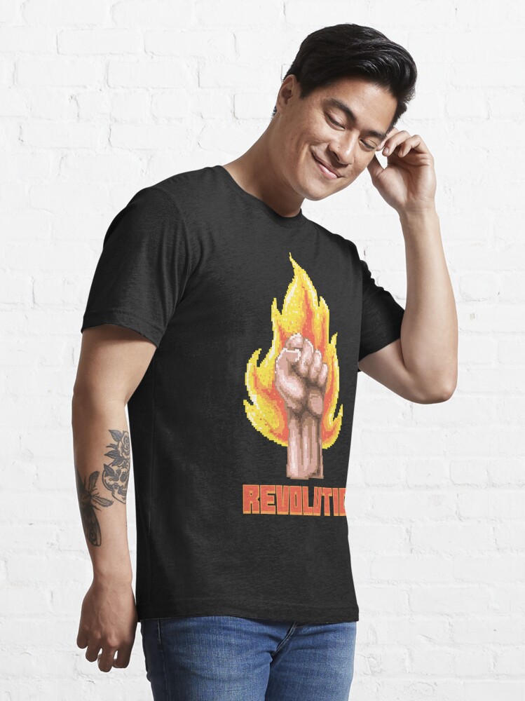 Revolution, Fist, Flame, Retro, Pixel Art, Old School, 80s | Essential  T-Shirt