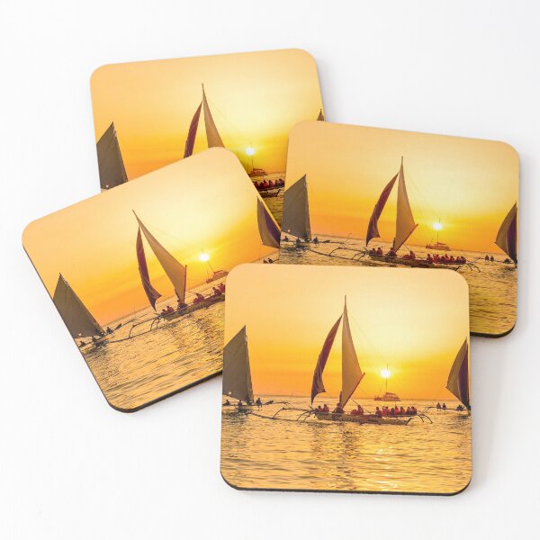 Item preview, BORACAY ISLAND SAILING BOAT AT GOLDEN SUNSET designed and sold by apparelsocietee.