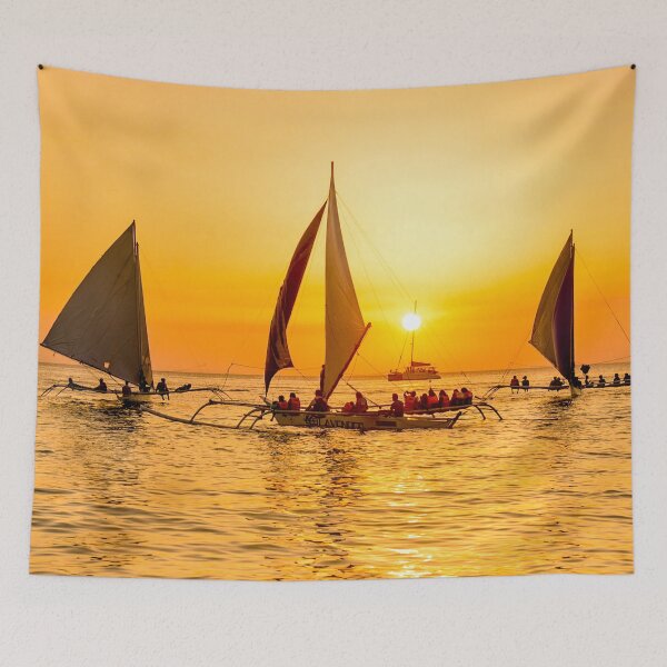 Item preview, BORACAY ISLAND SAILING BOAT AT GOLDEN SUNSET designed and sold by apparelsocietee.