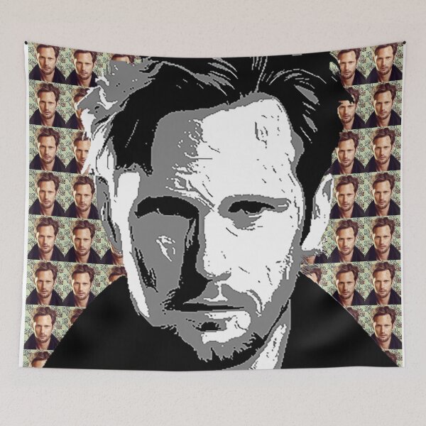 Item preview, Portrait painting of Alexander Skarsgard with a pattern lv xxx designed and sold by jessbernstein.