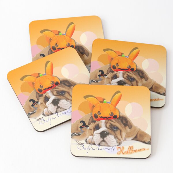 Item preview, Cute Baby Animals (Bulldog and Bird with Halloween Hats) by ACCI designed and sold by VanyssaGraphics.