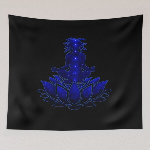 Item preview, Illuminated Lotus Flower - Blue Chakra Universe - Vipassana Insight Meditation designed and sold by L.  E. Woodson.